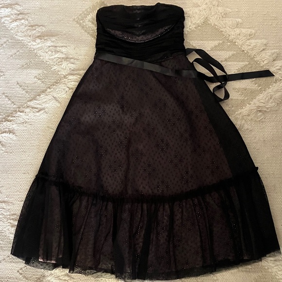 BCBGMaxAzria Black Strapless Dress with Lace Detail - Picture 1 of 4